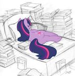  2011 bed book friendship_is_magic my_little_pony nude sleeping solo twilight_sparkle_(mlp) zajiee 