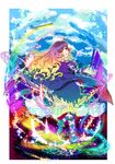  absurdres banned_artist brown_eyes dress gradient_hair highres hijiri_byakuren long_hair looking_back magic_circle multicolored_hair poko_(mammypoko) scroll solo sorcerer's_sutra_scroll touhou yellow_eyes 