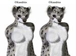  3d bust cross_eye_stereogram cute eyefuck feline female kasedries nude snow_leopard 