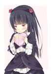  bad_id bad_pixiv_id black_hair blush dress gift gokou_ruri gothic_lolita heart holding holding_gift lolita_fashion long_hair migu_(migu_room) mole mole_under_eye ore_no_imouto_ga_konna_ni_kawaii_wake_ga_nai red_eyes solo 