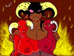  demon female hell horn horns macro mother nipples parent sibling siblings sisters unknown_artist 