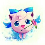  blue_eyes blue_purin bow cute female flower hair_tuft jigglypuff looking_at_viewer nintendo open_mouth pok&#233;mon pok&eacute;mon ribbons solo video_games zukinmusume 