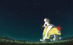 :o ahoge ass back bent_over bikini_top blue_eyes denim denim_shorts feet flcl from_behind grass green_eyes ground_vehicle haruhara_haruko high_heels highres kneepits legs long_hair looking_up motor_vehicle mountain night night_sky nikerabi open_mouth outdoors pink_hair ponytail sandals scooter shoes short_shorts shorts sky solo star star_(sky) stargazing starry_sky vespa wallpaper widescreen 