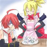  adell adell_(disgaea) apron censored disgaea eyes_closed lowres pointless_censoring rozalin spoon 