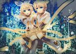  1girl bad_id bad_pixiv_id brother_and_sister highres kagamine_len kagamine_rin siblings soriku thighhighs twins vocaloid vocaloid_append 