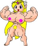  abs big_breasts blonde_hair blue_eyes crown extreme_muscles hair_ornament long_hair muscle muscles muscular muscular_female naked nipples nude open_mouth pointy_ears princess_zelda pubic_hair smile the_legend_of_zelda 