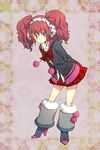  bad_id bad_pixiv_id earmuffs fur high_heels jacket kyokugen_dasshutsu kyokugen_dasshutsu:_9_jikan_9_nin_9_no_tobira leg_warmers miniskirt red_hair school_uniform shoes skirt solo twintails yoshida_sei yotsuba_(kyokugen_dasshutsu) 