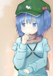  blush hair_bobbles hair_ornament highres kawashiro_nitori scarf solo takaha_(haiburijji) touhou two_side_up 