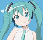  aqua_eyes aqua_hair chomo_(asymmate) closed_mouth face hatsune_miku headphones headset heart long_hair portrait smile solo twintails vocaloid 