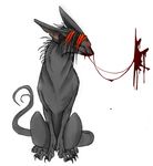  anti big big_ears black_hair blood blood_string claws ears hair jennadelle no_eyes no_mouth red_hair sitting skinny solo tail white_background 