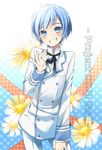  bad_id bad_pixiv_id blue_eyes blue_hair blush formal grin jikunyaga kaito male_focus nail_polish project_diva_(series) project_diva_2nd smile solo suit vocaloid white_blazer_(module) 