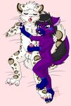  anthro balls bed black_hair blue_eyes blush breasts canine chibi cute duo erection eyes_closed feline female fur hair kannakin lynx male mammal masturbation nipples nude open_mouth paws penis purple purple_fur straight 