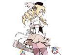  beret blonde_hair corset drill_hair gun hat magical_girl magical_musket mahou_shoujo_madoka_magica puffy_sleeves pyotr_(madoka_magica) rifle thighhighs tomoe_mami uki_atsuya weapon 