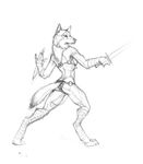  absurd_res asheru asheru_(setting) canine dagger female hi_res huge scott_ruggels sketch solo sword warrior weapon wolf 