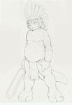  belly chubby fang fat loincloth lutrai macuahuitl male ollie_canal otter sketch tattoo tribal underwear 