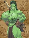  breasts clothed clothing female gideon half-dressed hyper muscles muscular_female orc topless ul-rah vein veins warrior 