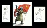  canine dog flag gun hat husky male meradragon military russian smoking soldier solo soviet submachine_gun uniform ushanka weapon ☭ 