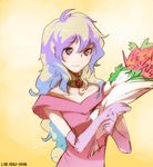  bouquet cloud_hair collaboration dress flower gloves long_hair multicolored_hair nia_teppelin ooiwa_kenji smile solo symbol-shaped_pupils tengen_toppa_gurren_lagann two-tone_hair yukimitsuki 