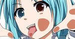  against_fourth_wall against_glass artist_request blue_hair fourth_wall heterochromia highres licking saliva solo tatara_kogasa tongue touhou transparent_background 