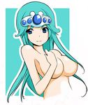  blue_eyes breasts censored convenient_censoring green_hair long_hair medium_breasts nude papico princess_melora sidelocks smile solo tiara twinbee 