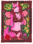  arthropod butterfly butterfly_wings canine collar female fur hybrid insect luthiennightwolf mammal maraschino pink pink_fur solo wings wolf 
