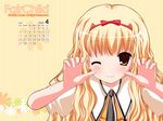  arisugawa_yuuhi blonde_hair brown_eyes calendar fair_child nimura_yuushi seifuku wink 