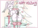  2007 anus bells breasts christmas_tree female from_behind gift lagomorph looking_at_viewer netherwulf nude presenting pussy rabbit side_boob solo xmas 