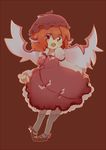  animal_ears bad_id bad_pixiv_id breasts chibi dress_shirt full_body hat mary_janes mo-no mystia_lorelei pantyhose pigeon-toed shirt shoes short_hair simple_background small_breasts solo touhou winged_shoes wings 