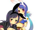  1girl animal_ears bad_id bad_pixiv_id black_eyes black_hair blue_hair breasts bunny_ears cleavage judith long_hair pointy_ears red_eyes small_breasts take_(tenkasu) tales_of_(series) tales_of_vesperia yuri_lowell 