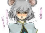  animal_ears blush capelet face ginji_(sakaki_summer) grey_hair jewelry mouse_ears nazrin pendant portrait red_eyes solo touhou translated tsundere 