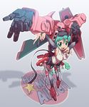  aqua_eyes aqua_hair bad_id bad_pixiv_id belt bridal_gauntlets elbow_gloves fingerless_gloves gloves gundam gundam_seed gundam_seed_destiny hatsune_miku hatsune_miku_(append) king_of_unlucky long_hair mecha mecha_musume navel necktie power_suit smile solo twintails v very_long_hair vocaloid vocaloid_append zaku_warrior_concert_custom 