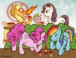  applejack_(mlp) blonde_hair blue_eyes blue_fur christinies cowboy_hat cutie_mark dragon english_text equine eyes_closed female feral friendship_is_magic fur green_eyes group hair hat hooves horn horse horse_tail long_hair male mammal multi-colored_hair my_little_pony orange_fur pegasus pink_fur pink_hair pinkie_pie_(mlp) pony purple_body purple_hair rainbow_dash_(mlp) rainbow_hair rainbow_tail rarity_(mlp) short_hair spade_tail spike_(mlp) text trick unicorn white_fur wings 