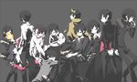  black_hair durarara!! glasses headphones orihara_izaya phone short_hair thighhighs 