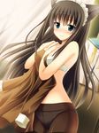  blue_eyes brown_hair cat_ears catgirl female hair long_brown_hair long_hair panties solo tail translucent transparent underwear unknown_artist 