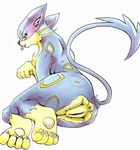  4_toes anus butt cat claws digitigrade feline female foot_focus hindpaw liepard lying mammal nintendo nude on_side paws plain_background pok&#233;mon pokemon pussy soles solo toes video_games white_background 