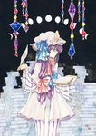  bead_curtain bespectacled book crescent glasses hat moon_phases nakatani_nio patchouli_knowledge quill solo touhou 