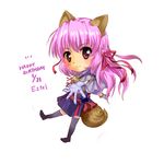  animal_ears bandou_azuki birthday chibi dog_ears dog_tail estel_freesia pink_eyes pink_hair solo tail thighhighs yoake_mae_yori_ruri_iro_na zettai_ryouiki 