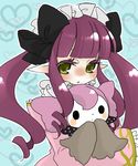  bad_id bad_pixiv_id charlotte_(madoka_magica) emil_chronicle_online hair_ribbon k_forest mahou_shoujo_madoka_magica pointy_ears purple_hair ribbon solo stuffed_toy twintails yellow_eyes 