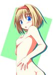  alice_margatroid ass blonde_hair blue_eyes blush breasts hairband looking_back nirap nude short_hair small_breasts solo touhou 