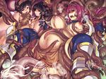  anal armor blood blush breasts character_request cum gloves highres lactation large_breasts lord_knight open_mouth pink_hair pregnant ragnarok_online rape tears tentacle xration 