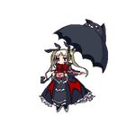  blazblue blonde_hair bow full_body gii long_hair nago pixel_art rachel_alucard red_bow red_eyes solo transparent_background twintails vane 