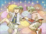  green_hair kuribon lua luca ponytail rua ruka scapegoat siblings twins twintails yu-gi-oh! yugioh_5d&#039;s yuu-gi-ou_5d's 