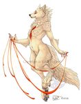  canine chest_tuft katie_hofgard magic male nude pubic_tuft ribbons skipping solo 