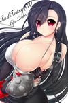  bad_id bad_pixiv_id black_hair blush breasts disconnected_mouth final_fantasy final_fantasy_vii gauntlets huge_breasts long_hair red_eyes silver_trim solo syroh tifa_lockhart undersized_clothes very_long_hair 