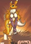  2007 anthro breasts canine digimon female fox raised_tail renamon solo tail tailsrulz 