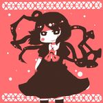  black_hair black_legwear blush blush_stickers chibi dress houjuu_nue inishie sharp_teeth solo teeth thighhighs touhou wings zettai_ryouiki 