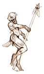 clio_chiang female loincloth platypus polearm sketch solo spear tribal underwear 