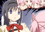  :&lt; :o akemi_homura aura black_hair black_hairband blue_eyes blush face flat_chest hairband kaname_madoka kuase mahou_shoujo_madoka_magica mitakihara_school_uniform multiple_girls nude pink_hair purple_eyes school_uniform short_hair tears thought_bubble translated yuri 