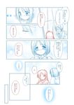  blush comic long_hair mahou_shoujo_madoka_magica miki_sayaka multiple_girls ponytail sakura_kyouko sasaka_yayoi school_uniform short_hair translation_request 