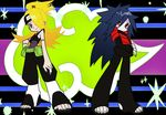  2boys 2go1go artist_request deidara multiple_boys naruto naruto_shippuuden panty_&amp;_stocking_with_garterbelt panty_(character) panty_(psg) parody piyopiyogorira stocking_(character) stocking_(psg) style_parody uchiha_madara 